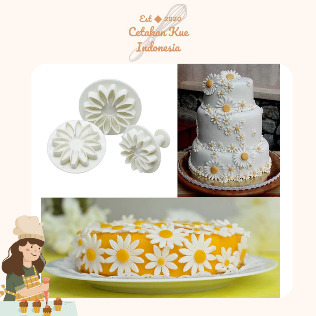 {CKI} Cetakan Kue Kering Bunga Matahari Alat Dekorasi Kue Plunger Cutter