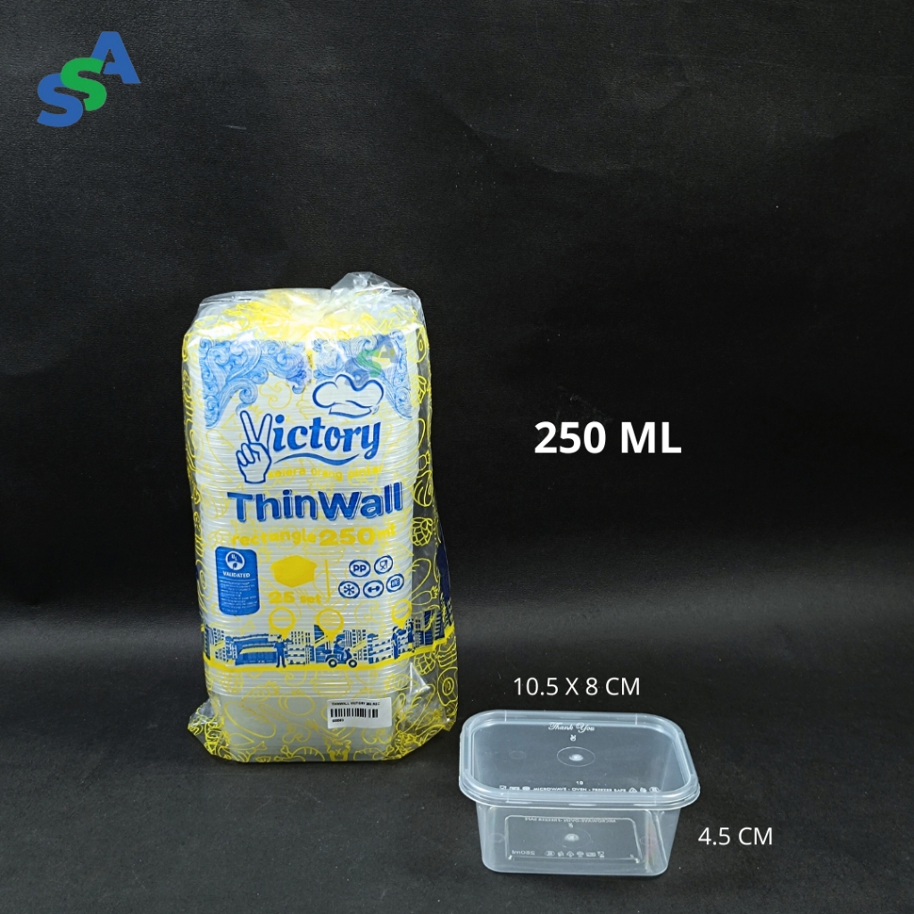 THINWALL VICTORY RECTANGLE 250 ML ISI 25 / THINWALL PERSEGI PANJANG / KOTAK MAKAN PLASTIK