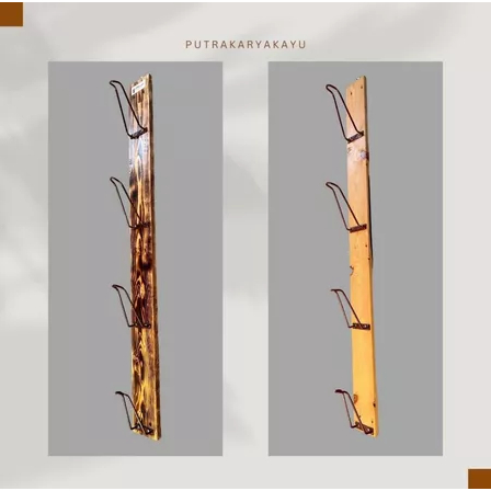 Rak Gantung Helm Vertikal Kayu Jati Belanda /Rak Helm / Gantungan Helm /Besi