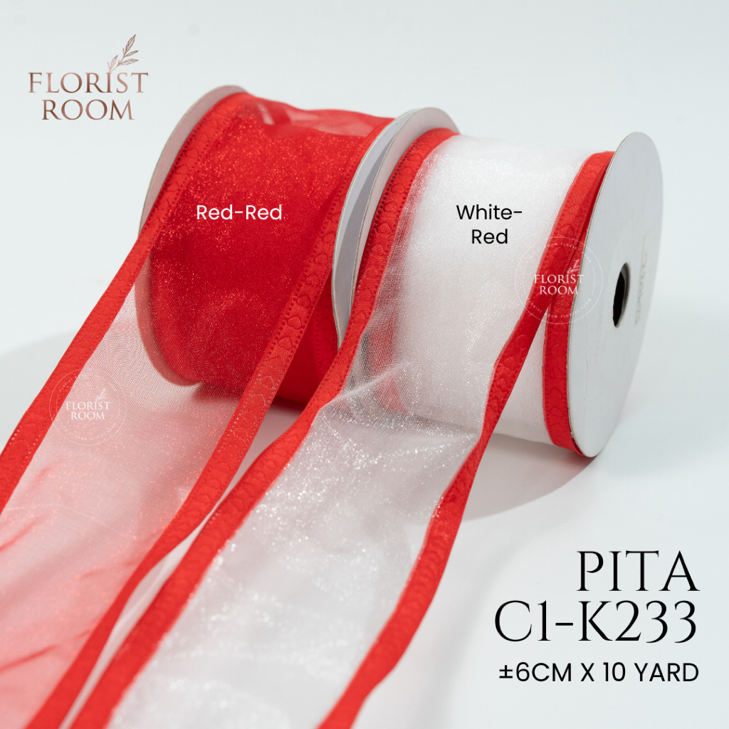 

Pita C1-K233 - 6 cm x 10 yard - Big Ribbon Red White - Pita Kain Transparent