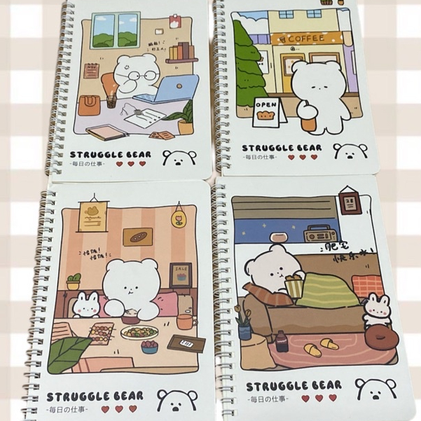 

struggle Bear Aesthetic A5 Spiral Agenda Notebook Book Buku Catatan | Kiku Stuffs