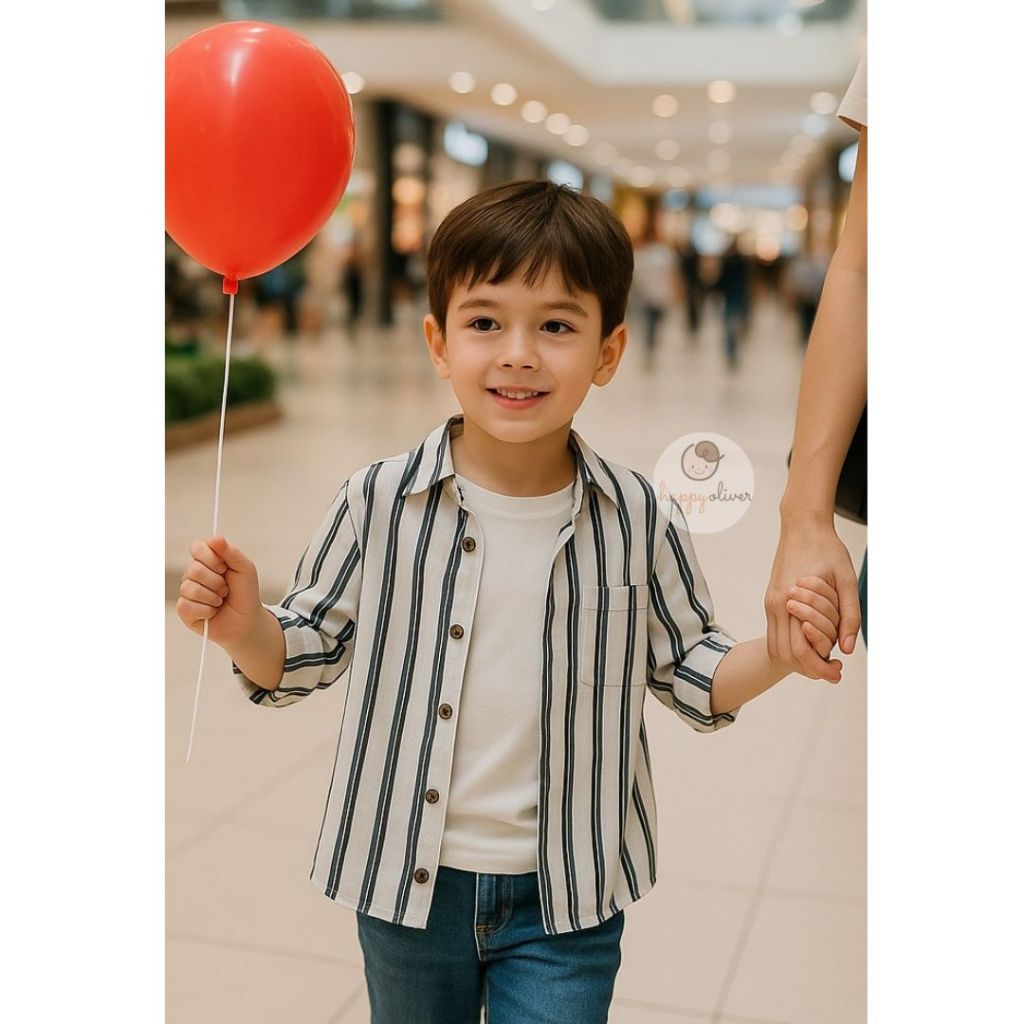 PROMO 12.12   HappyOliver ATASAN KEMEJA HEYBRO EBV tanpa dalaman Kemeja Bayi anak Laki-laki  Lengan 