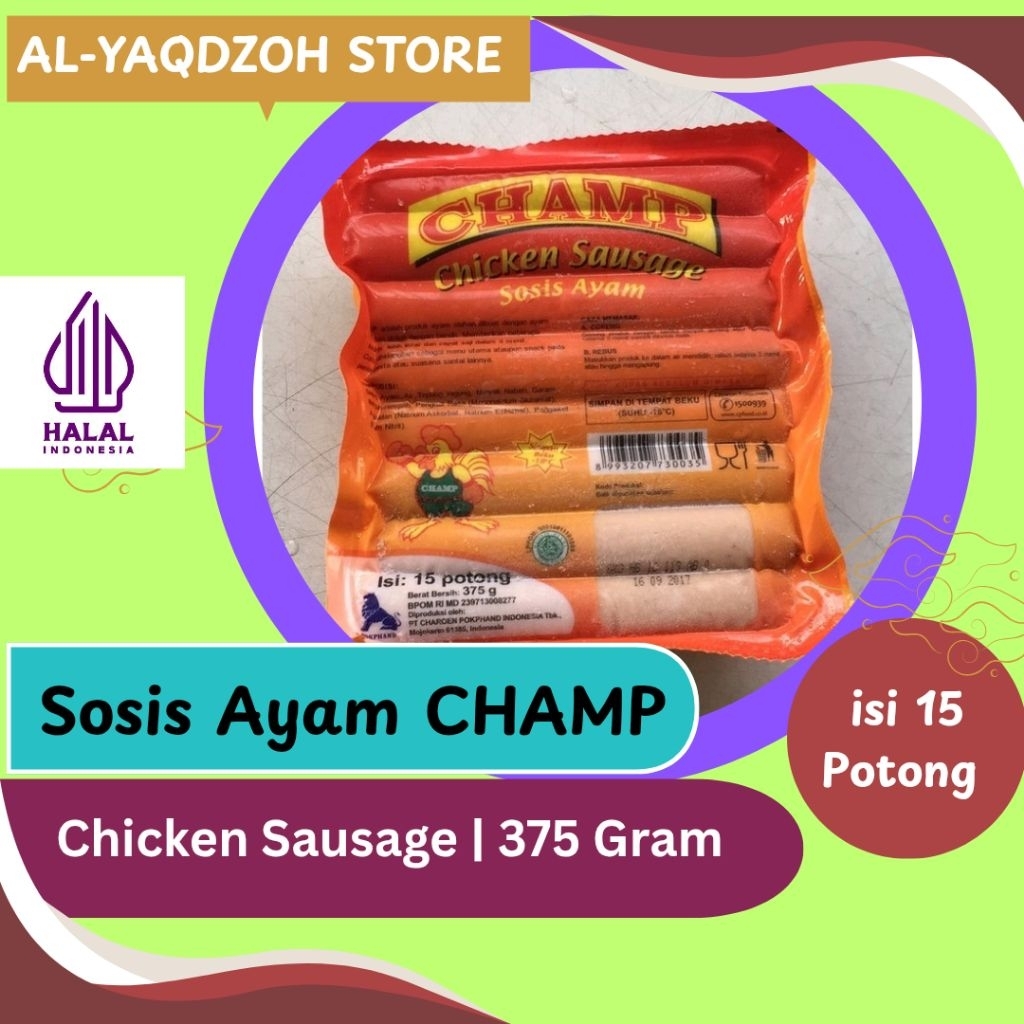 

Sosis Ayam CHAMP | isi 15 Potong | Netto 375 Gram