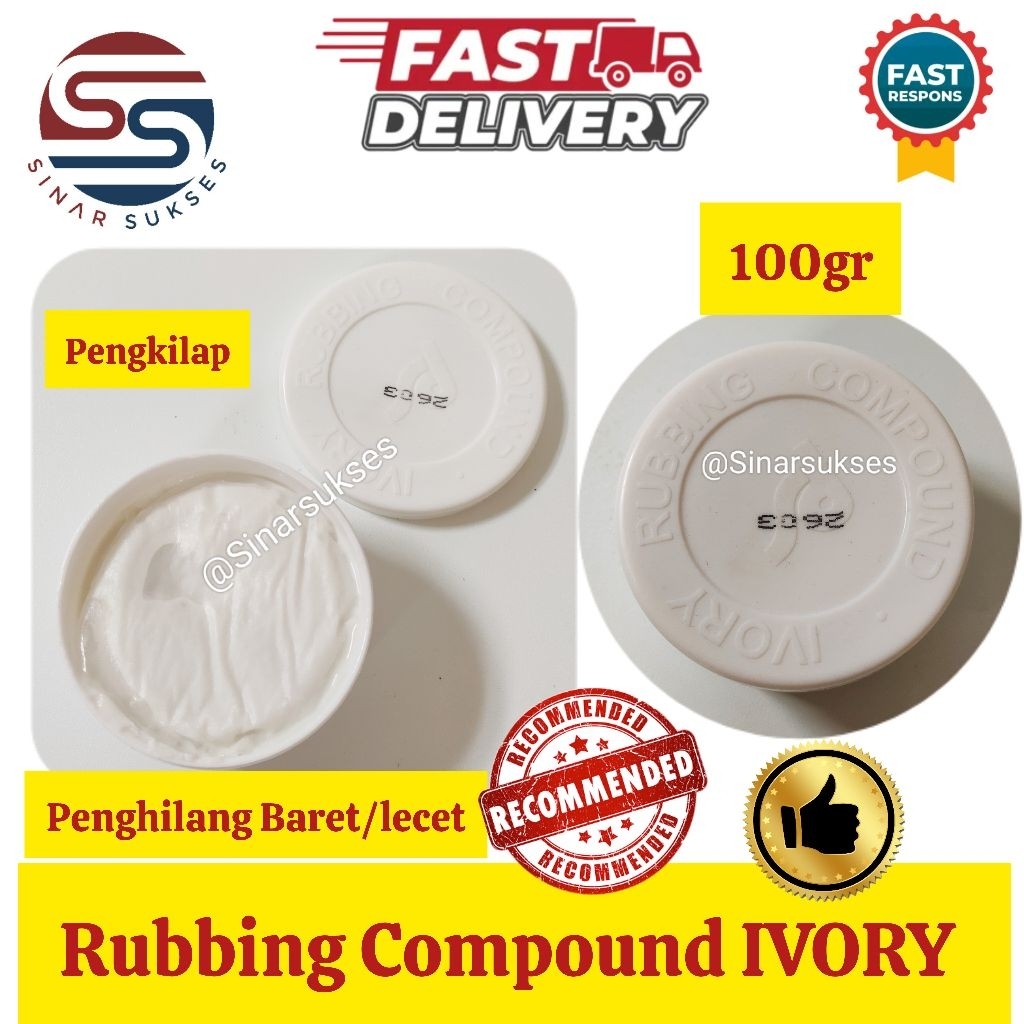 Rubbing Compound IVORY 100 gram/ Kompon Compon Penghilang Baret Lecet / Kompon Kecil / Compound Puti