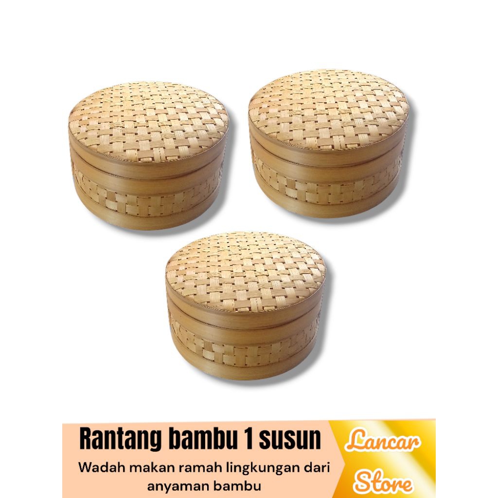 Rantang Bambu 1 Susun Tanpa Gagang / Rantang Bambu Bundar / Rantang Bambu Premium