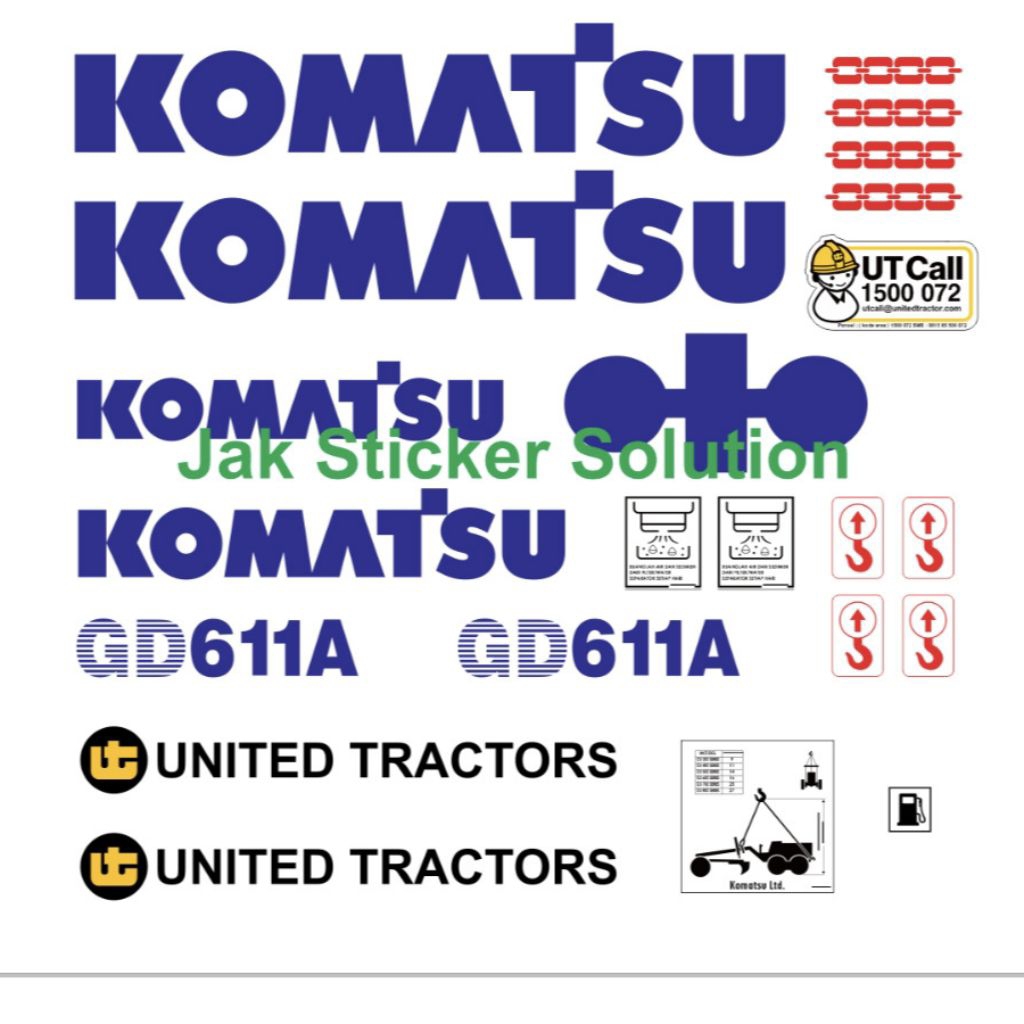 Stiker Grader Komatsu GD611A Decal Sticker Motor Grader