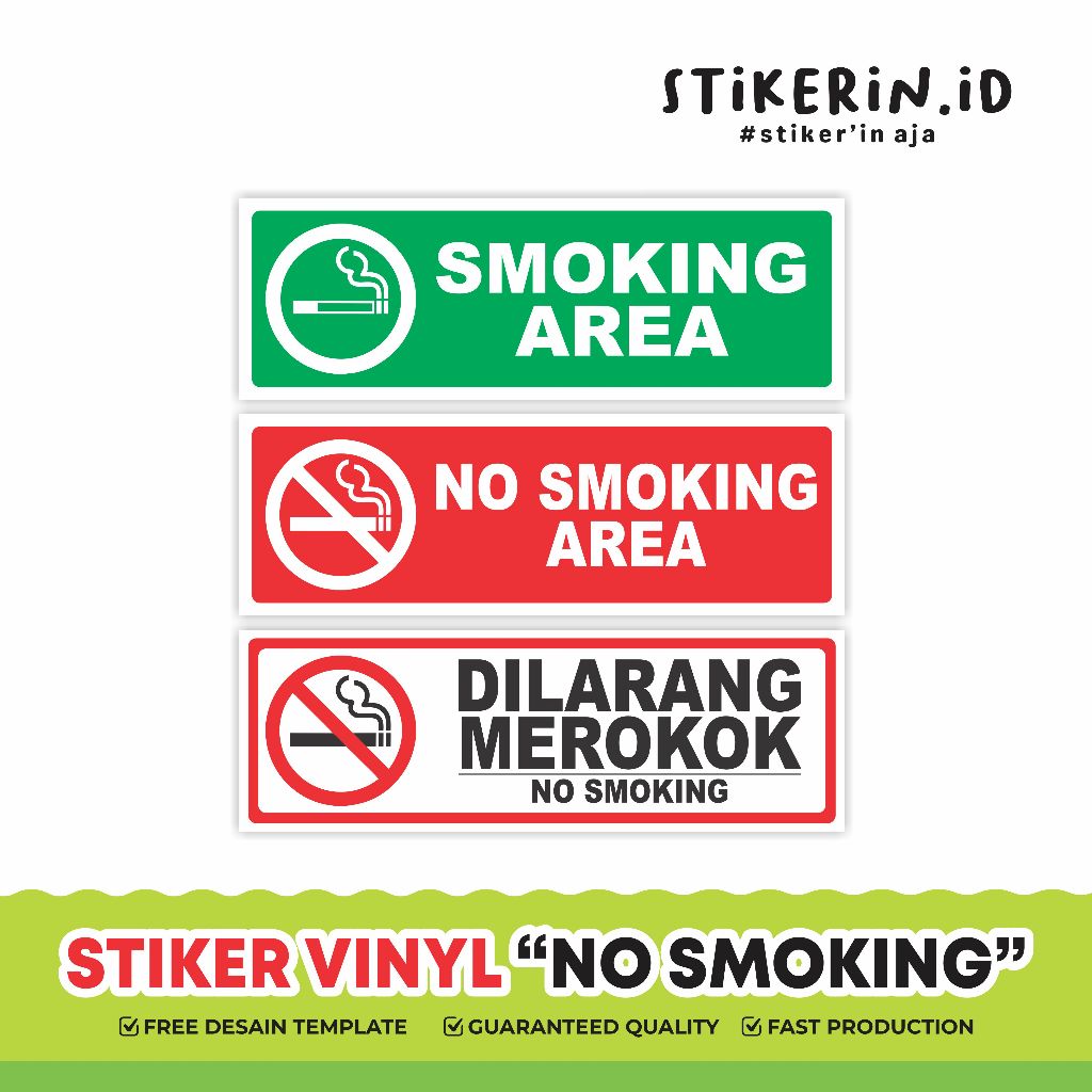 

Stiker No Smoking Stiker Dilarang merokok bahan Vinyl Glossy Anti Air