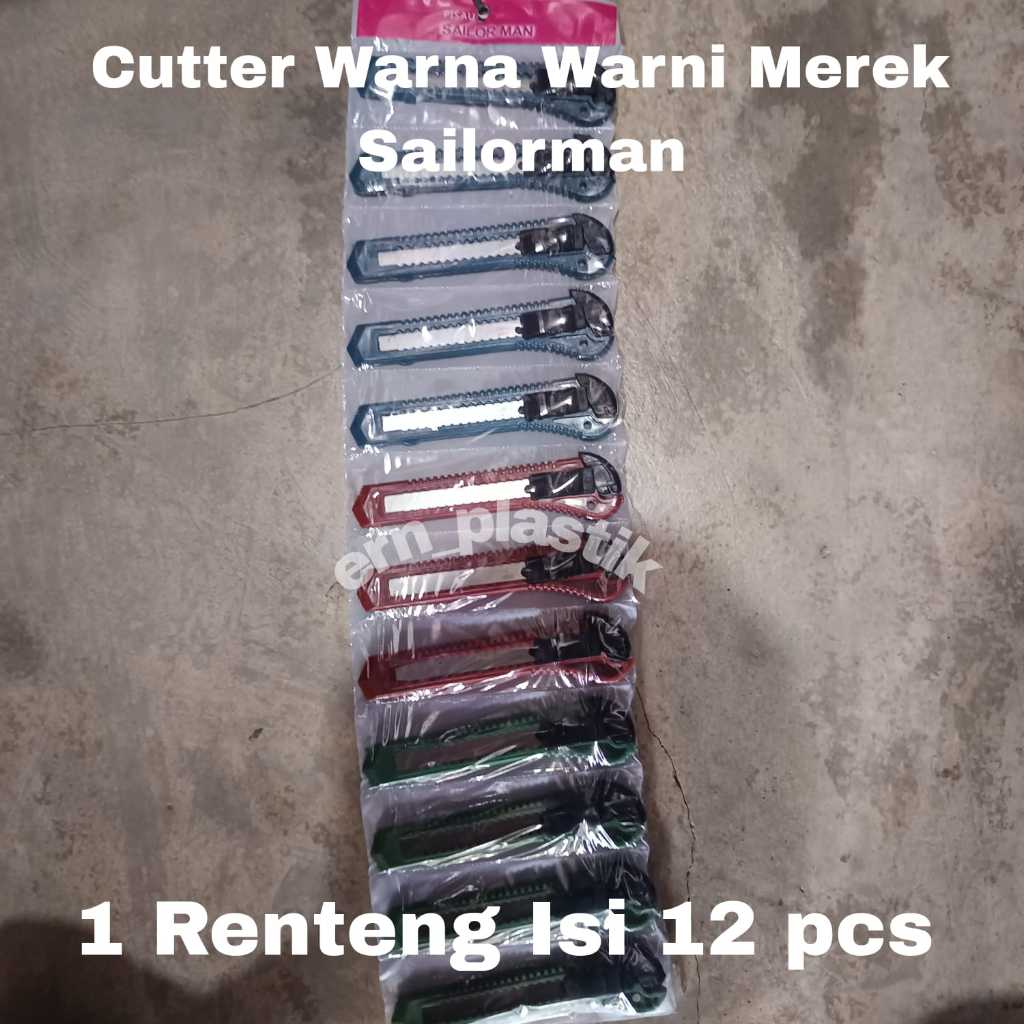 

(BELI 12=1 RENTENG LEBIH MURAH)Pisau Pemotong Cutter Silet Warna Warni Merek Sailorman