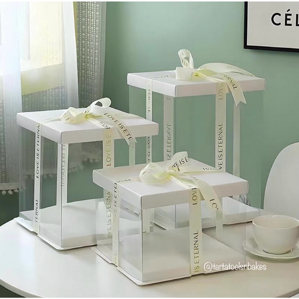 

Kotak Mika Kue Cake Segi Bening Transparan 25.5x25.5x17CM