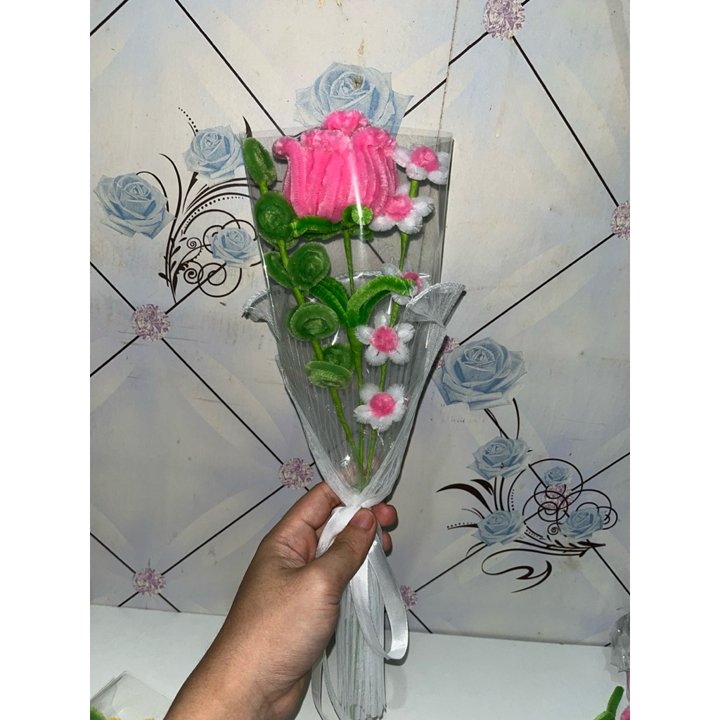 Single bouqet kawat bulu | Bunga Mawar