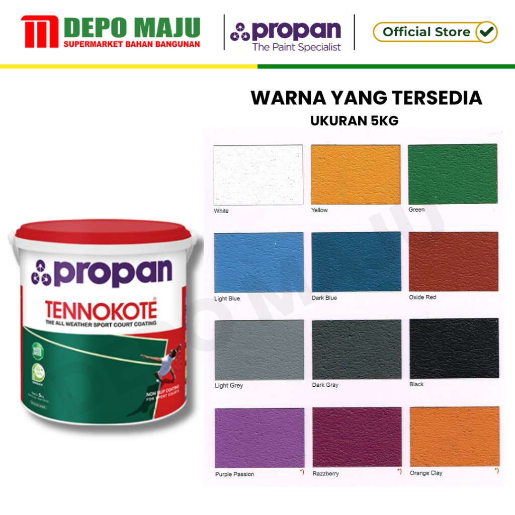 PROPAN TENNKOTTE CAT LAPANGAN- Cat Lapangan Cat Lantai Beton Warna Standar 4,5Kg