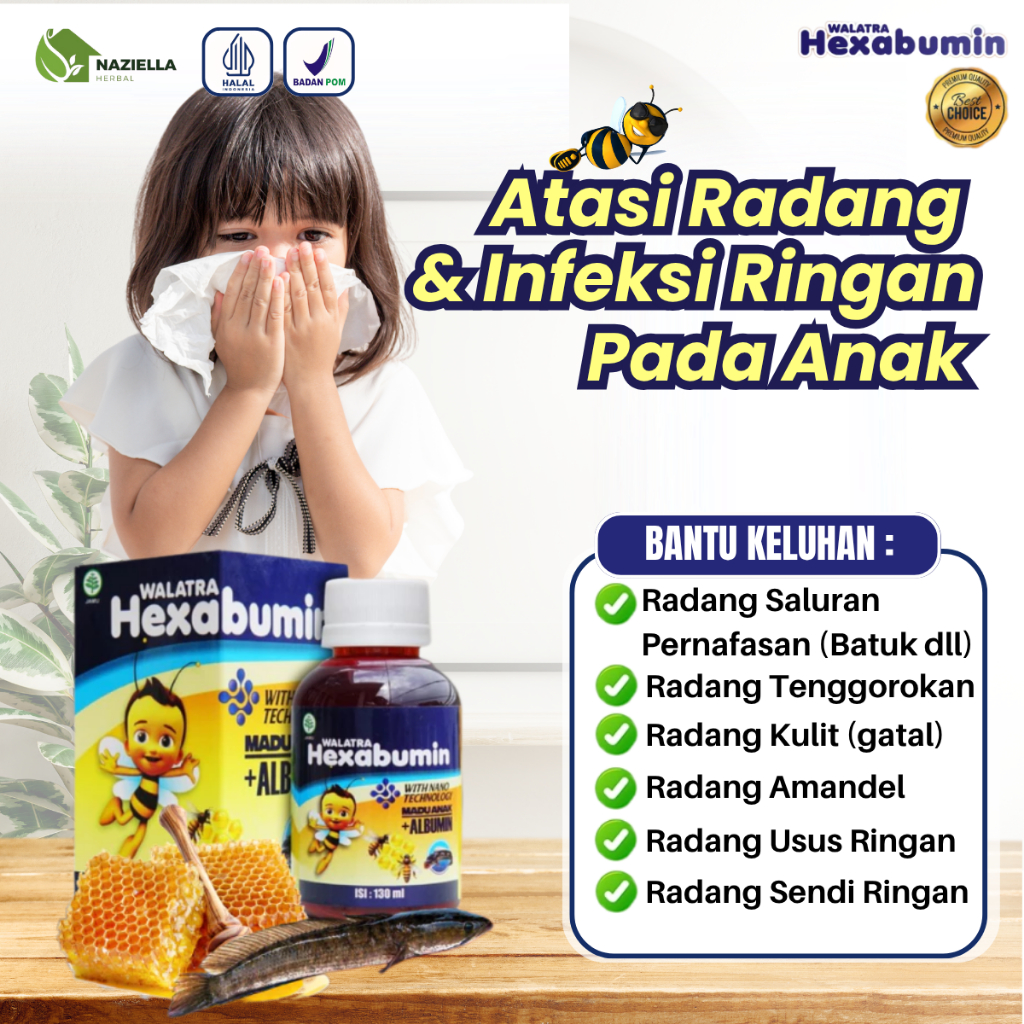 Walatra Hexabumin - Suplemen esktrak Madu Ikan Gabus dan Temulawak atasi Radang Saluran Pernafasan (