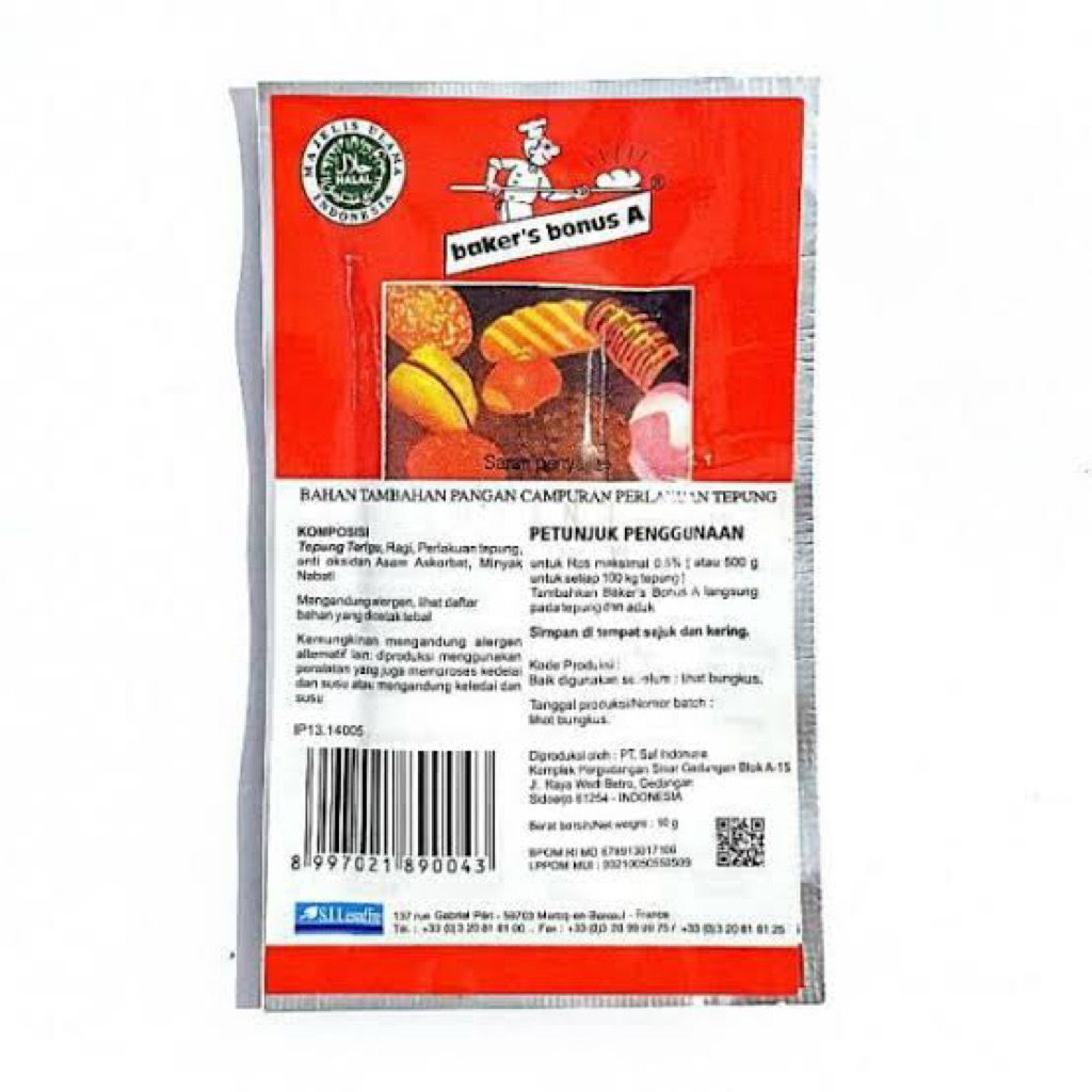 

Bread Improver Baker Bonus A / Pengembang Roti Sachet 10 Gram / Pcs / Pack