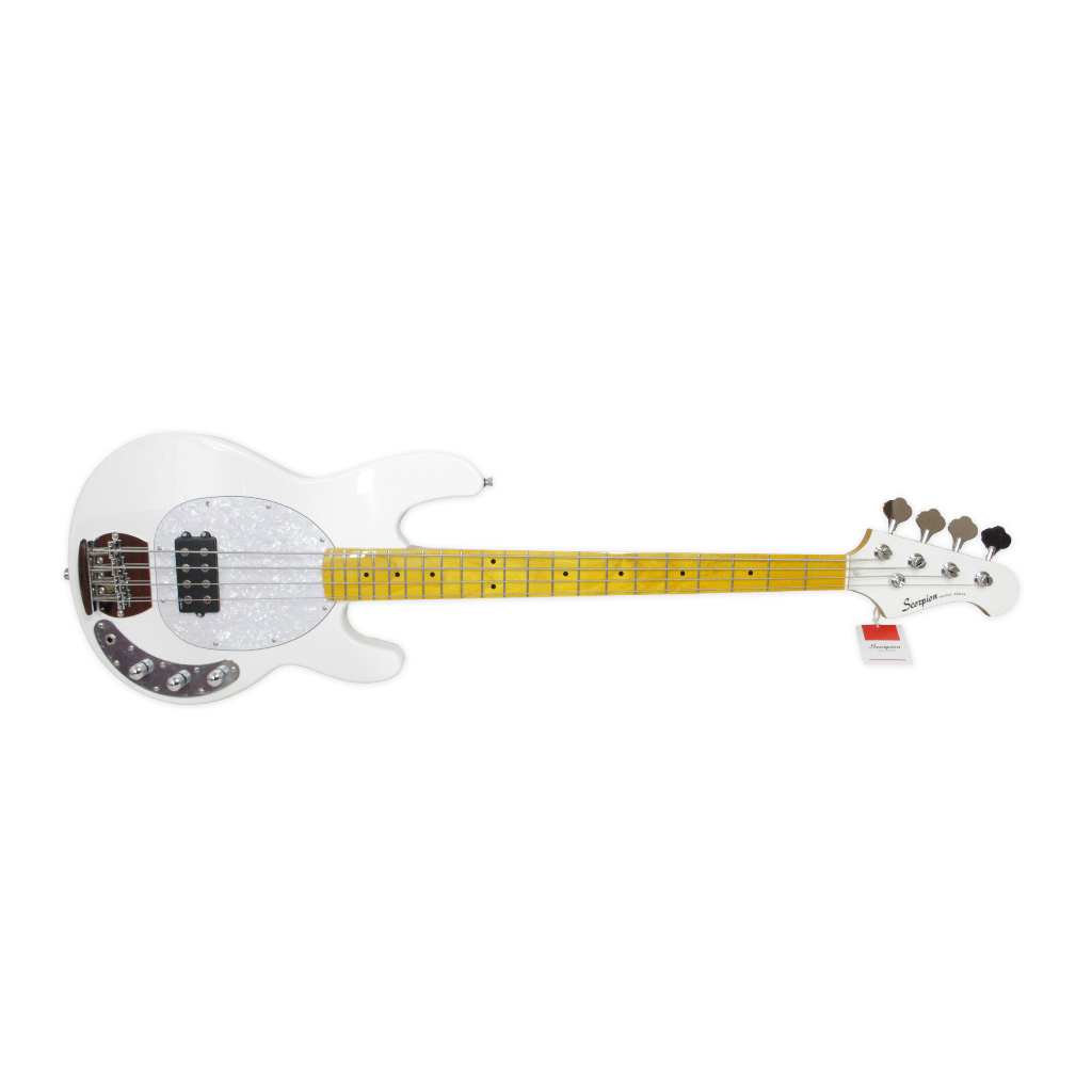 Promo Bass Elektrik Merk Scorpion Original White / Putih Tipe Sp300 Wh Model Musicman Bass Senar 4