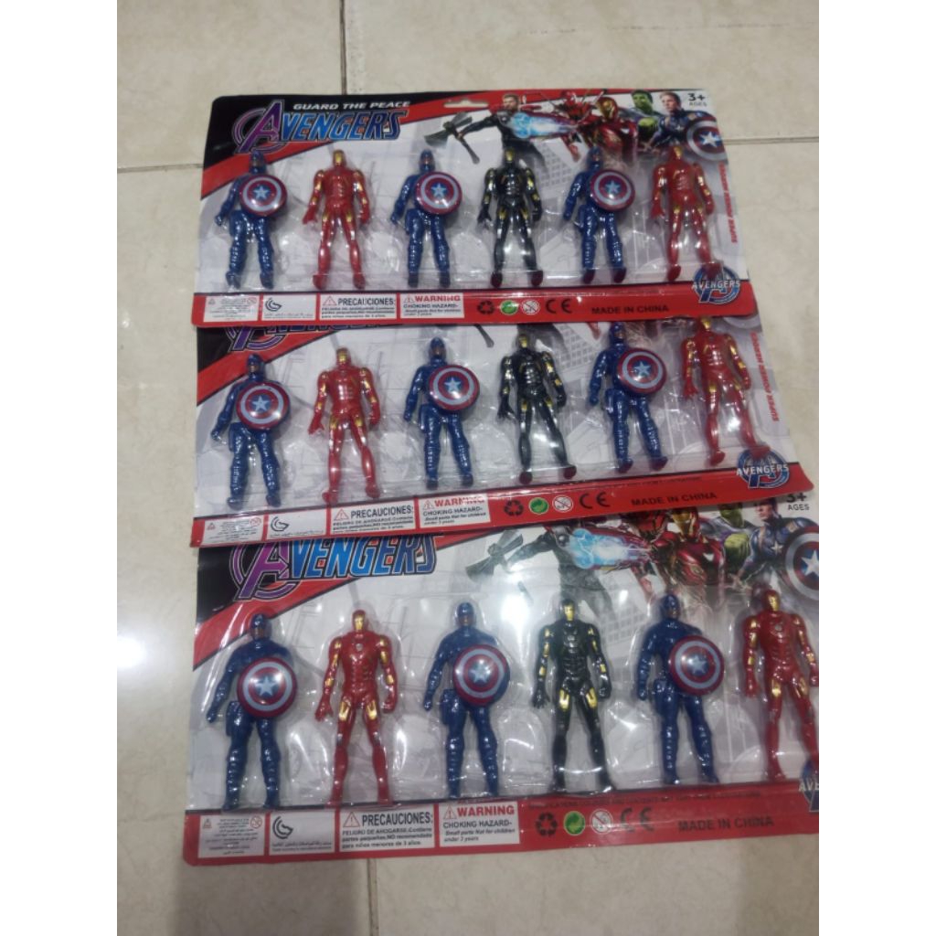 Mainan anak robot avengers 6 robot plastik mika press