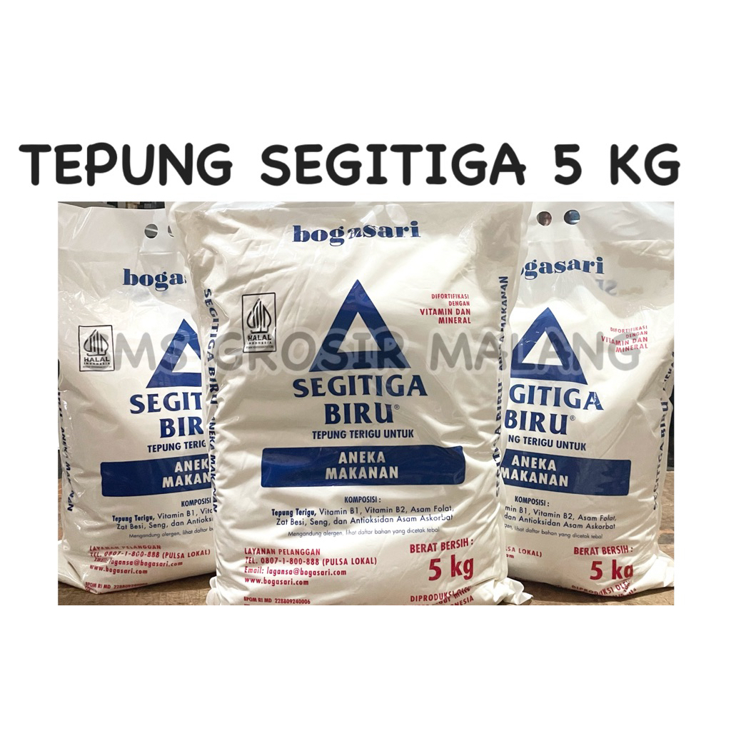 

TEPUNG SEGITIGA 5 KG / SEGITIGA BIRU / TEPUNG ROTI / TEPUNG KUE / TEPUNG SERBAGUNA