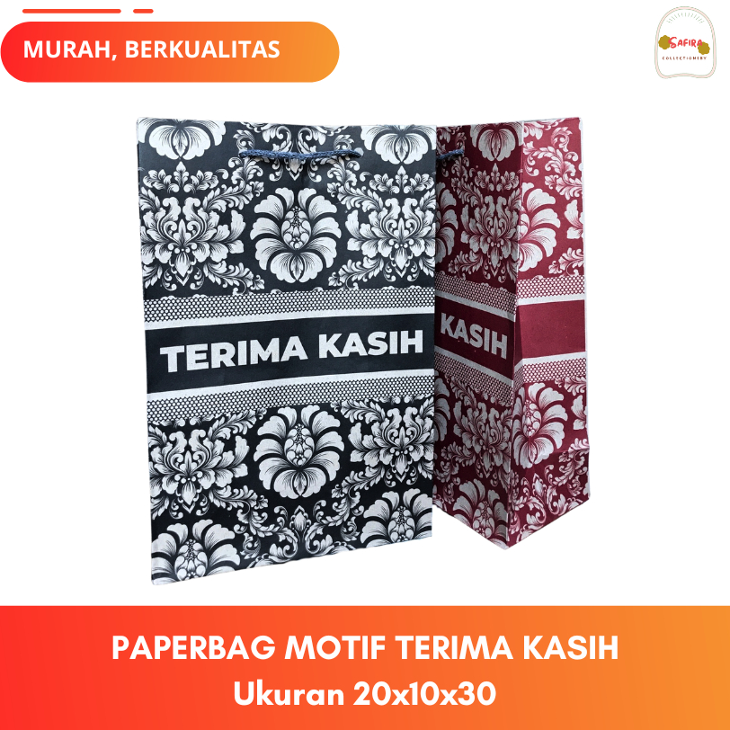 

PAPERBAG TERIMA KASIH UKURAN 20x10x30 PAPERBAG SARUNG/ TAS SOVENIR/ TAS BINGKISAN/ TAS KADO