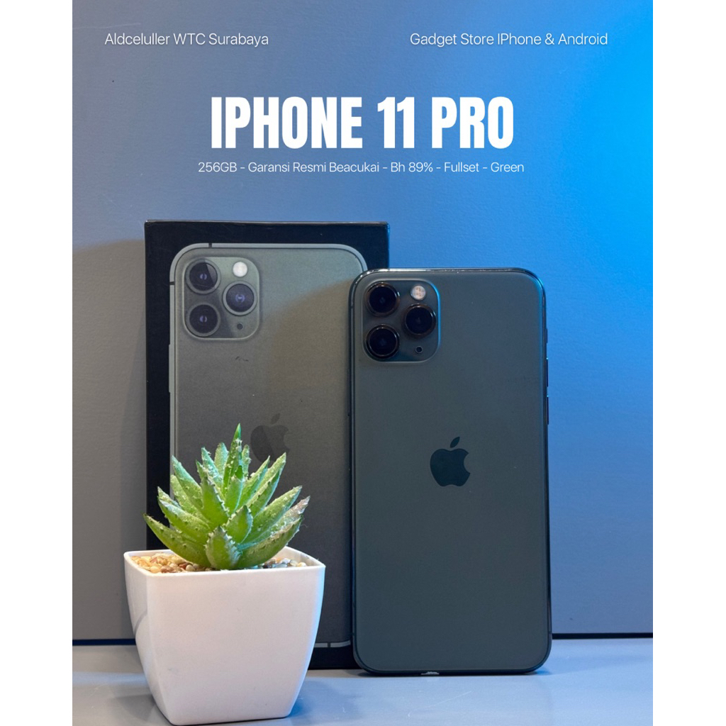 iphone 11 pro 256gb green garansi beacukai second