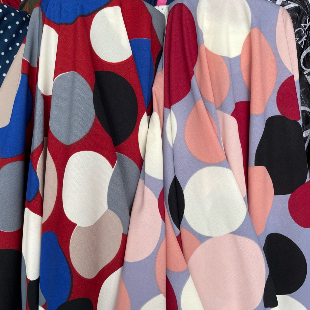 kain wolpeach motif polkadot premium - kain soft wolfis - kain monalisa motif apc