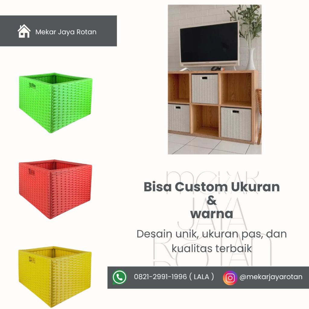 Mekar Jaya Rotan Laci Rotan / Box serbaguna custom size/tempat penyimpanan serbaguna