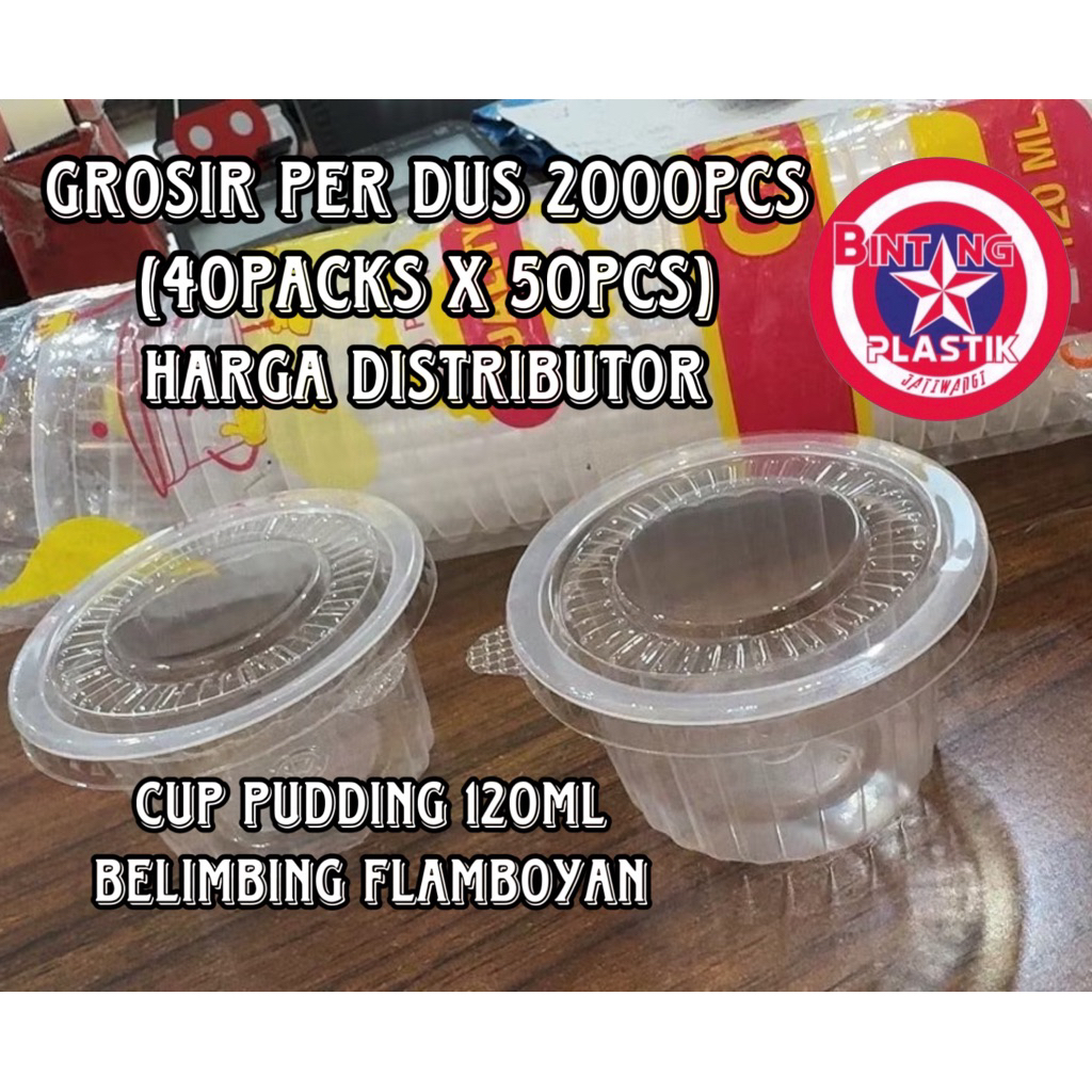 [GROSIR 1 DUS] TIP TOP Gelas Agar Jelly FLAMBOYAN Cup 120ml / Ulir Belimbing / Tutup Mili pudding is