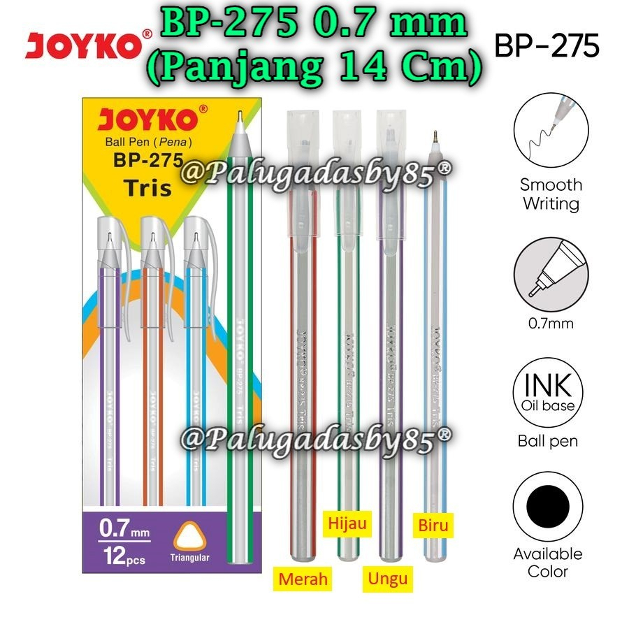 

(1 Biji) Bolpen JOYKO BP-275 Tris 0.7 mm Hitam / Ball Pen Pulpen Pena Joyko BP-275 Tris (1 Biji)