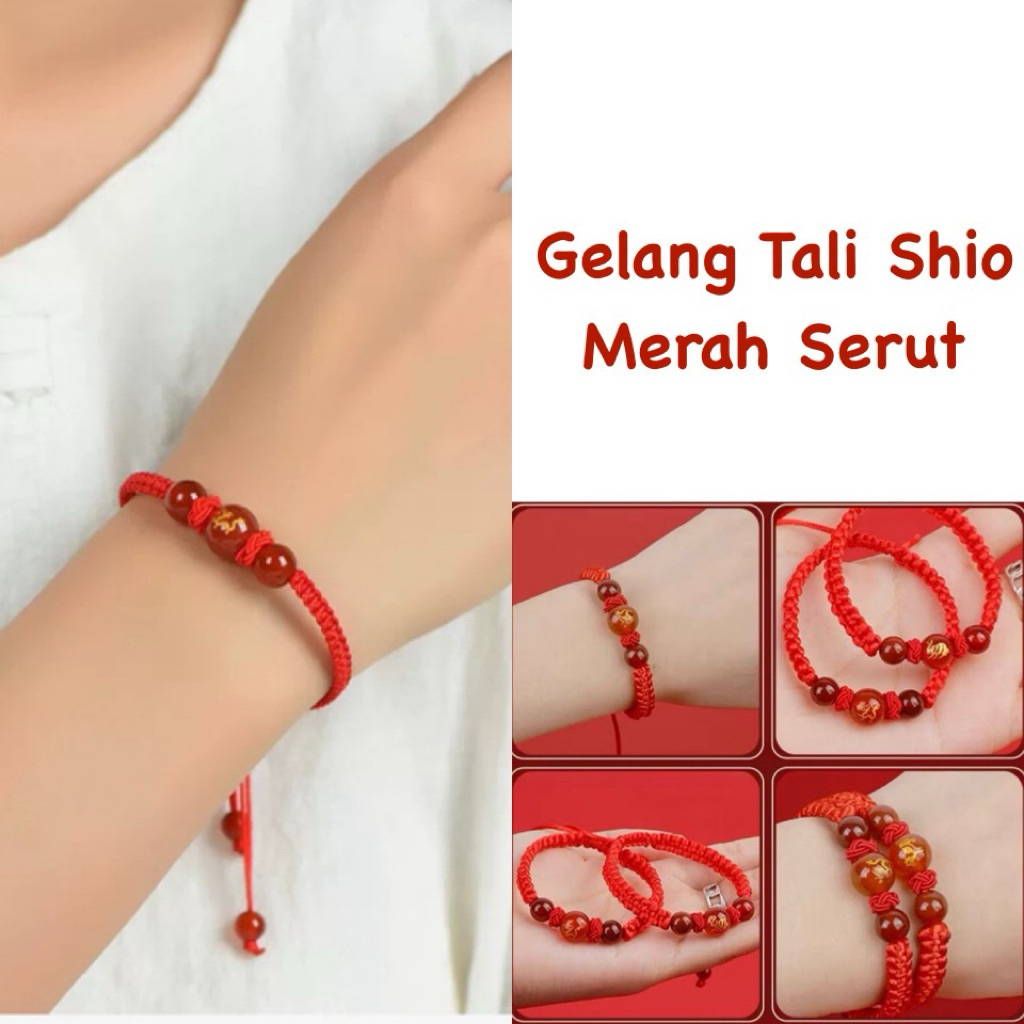 Gelang Tali Merah 12 Shio Keberuntungan / Gelang Tangan Wanita Pria Anak Serut Zodiak Cina Tahun Lah