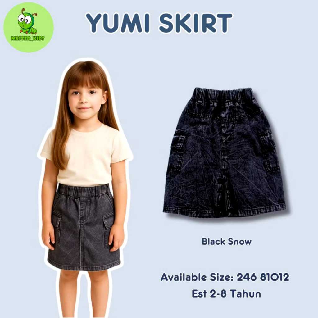YUMI SKIRT Rok Jeans Anak   Rok Anak Perempuan Bawahan Anak / Rok Pendek Jeans Anak 2-8 Tahun