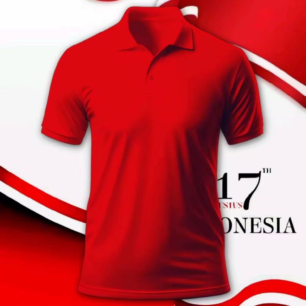 KAOS POLO BERKERAH POLOS MERAH DAN PUTIH TEMA 17AGUSTUSAN