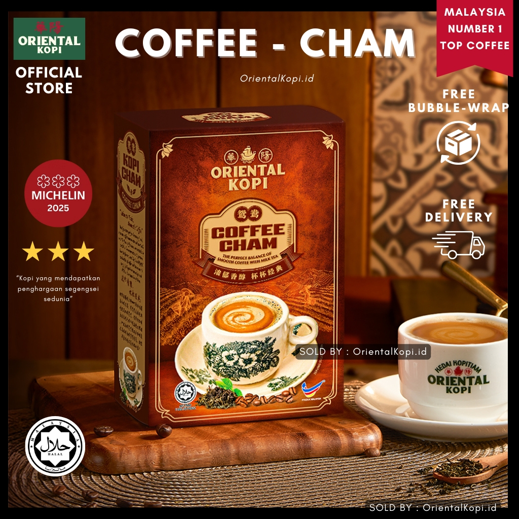 

ORIENTAL KOPI MALAYSIA ORIENTAL KOPI / ORIENTAL WHITE COFFEE COFFEE CHAM ( 38g x 10 sachets )