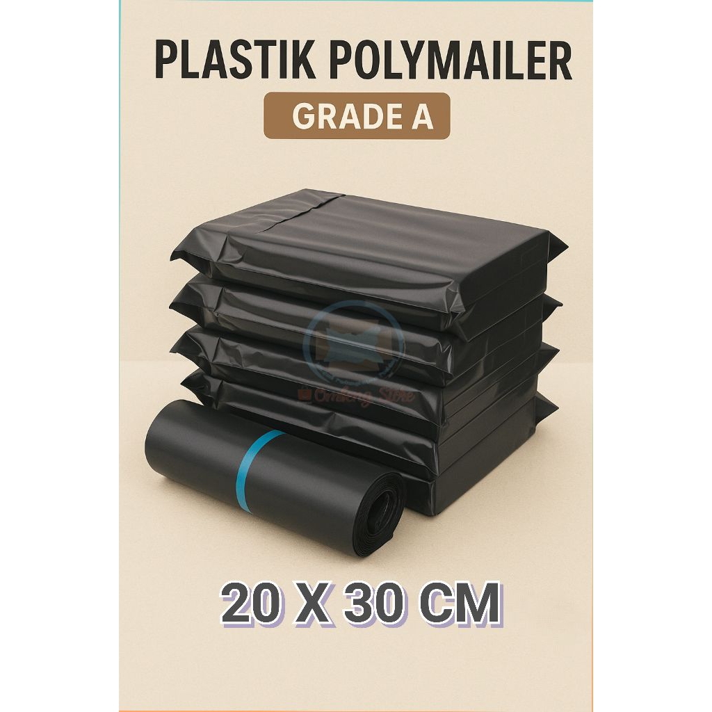 PLASTIK PACKING POLYMAILER/PLASTIK POLYMAILER HITAM SEMI GLOSSY 20CM X 30CM