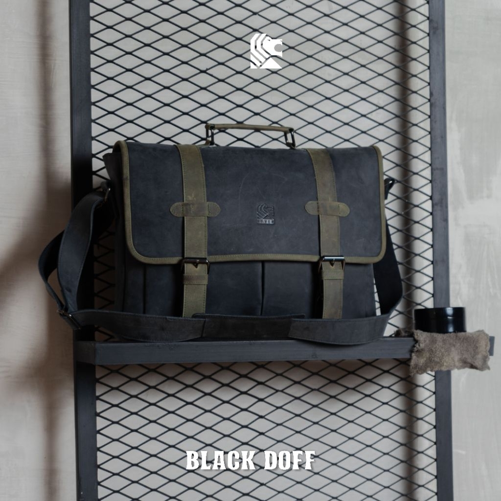 Tas Laptop Kerja Kantor Selempang Pria Kulit Sapi Asli Premium Original Branded Helsinki Messenger B