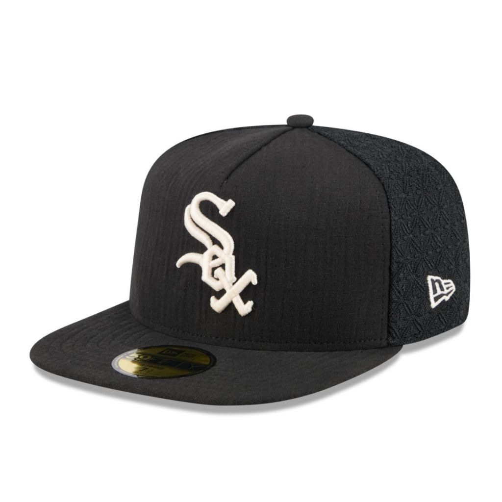 Topi New Era Cap Chicago White Sox 59Fifty Day Black Mesh A Frame 59Fifty Fitted Hat Original