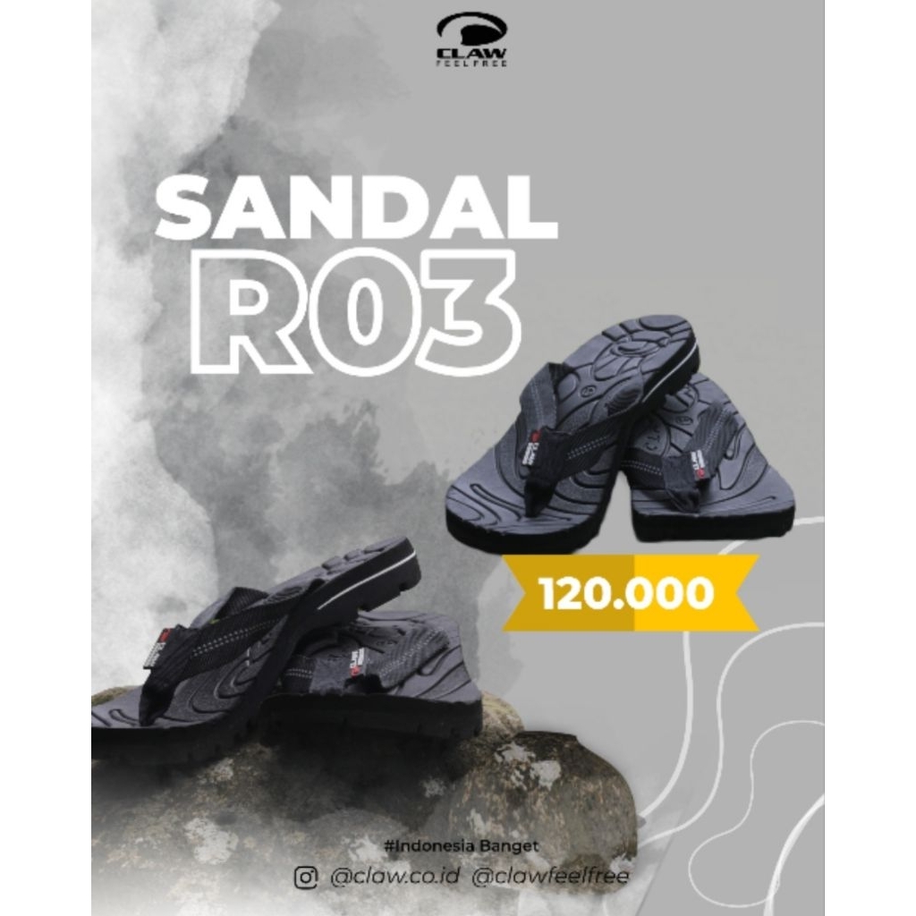Sandal Jepit Claw Hitam / Sandal Outdoor / Sandal Gunung