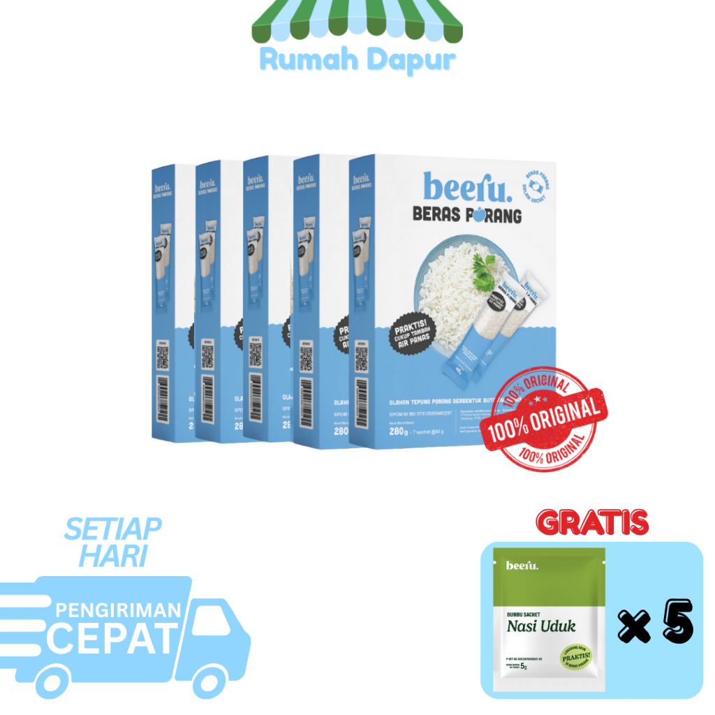 

Beeru Beras Porang Isi 5 Box - Shirataki Konjac Rice