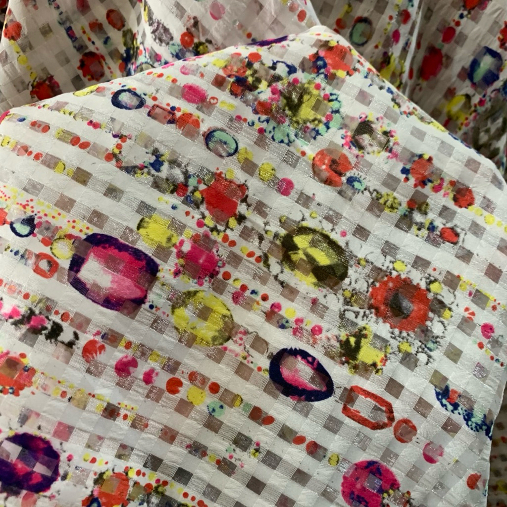 kain organza motif - kain organza tetris motif - kain organza dobby motif