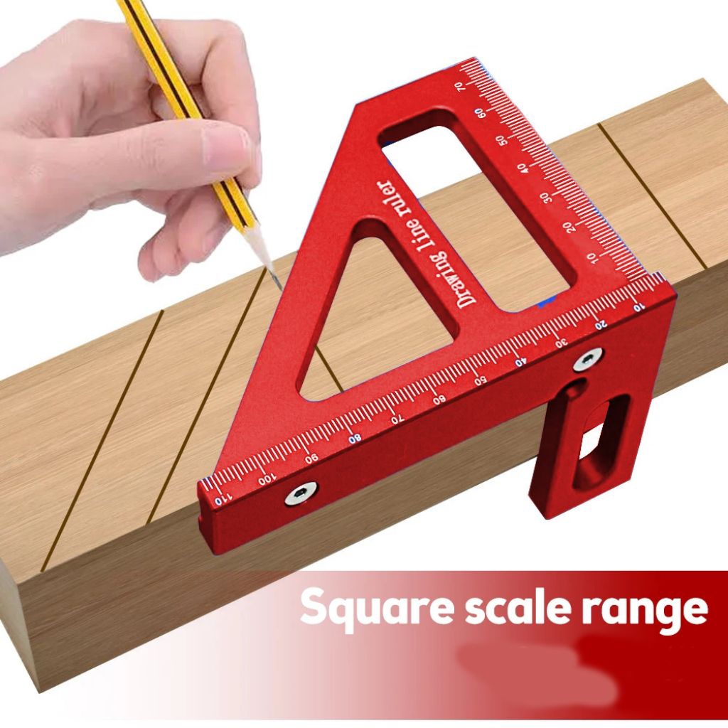 

Penggaris Siku Segitiga Siku Multi-Angle Woodworking Ruler - TO992 - Red/Merah