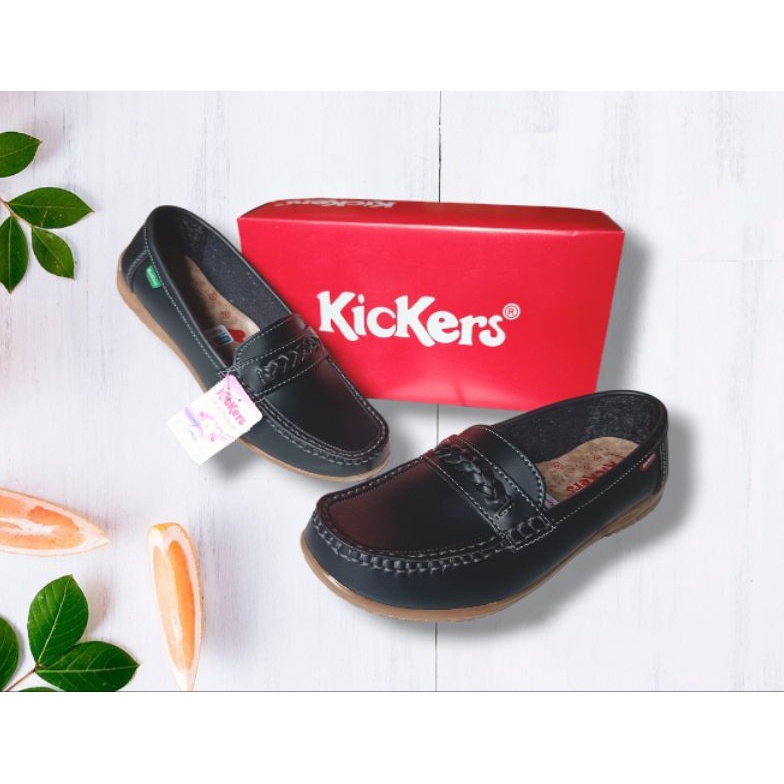 KODE V53P COD Sepatu Pantofel Wanita SlipOn  KICKERS  Putih Hitam Coklat Mocha Krem Jvory SEPATU KER