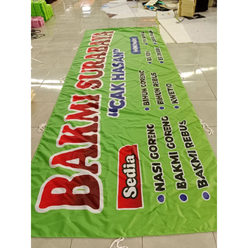 (Free Desain) Spanduk kain Custom untuk Pecel lele, Nasi Goreng, Nasi uduk, dll