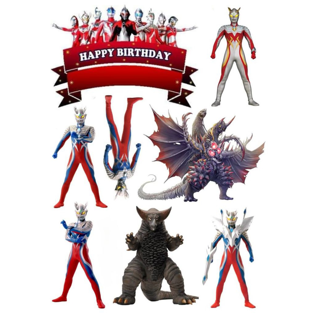 Topper Ultramen zero/ Topper Cake Happy Birthday / Hiasan Kue Ulang tahun/Kue Tar/Hiasan Buket