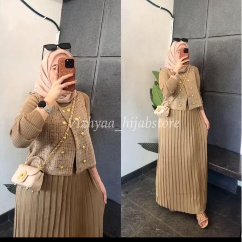 gamis rajut import set rompi Ter New