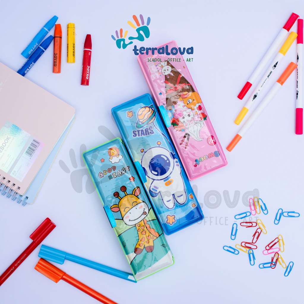 

(1 Pcs) Kotak Tempat Pensil Magnet 2 Sisi CC-1230 Magnetic Pen Pencil Case Bolak Balik