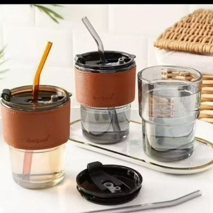 Glass Tumbler Cup/Gelas Tumbler Kaca Aesthetic 450 ml