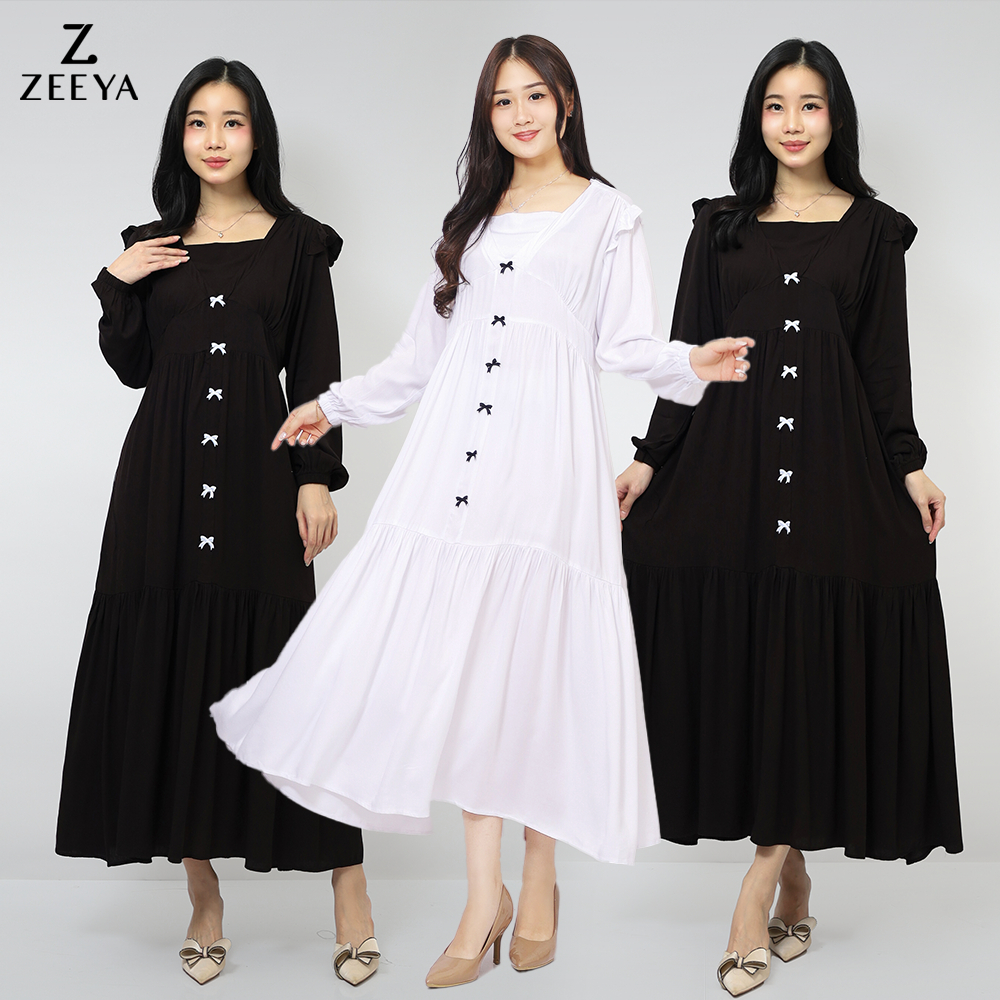Zeeya Collection Fuji Midi Dress Baju Wanita Bahan Rayon Twill Premium