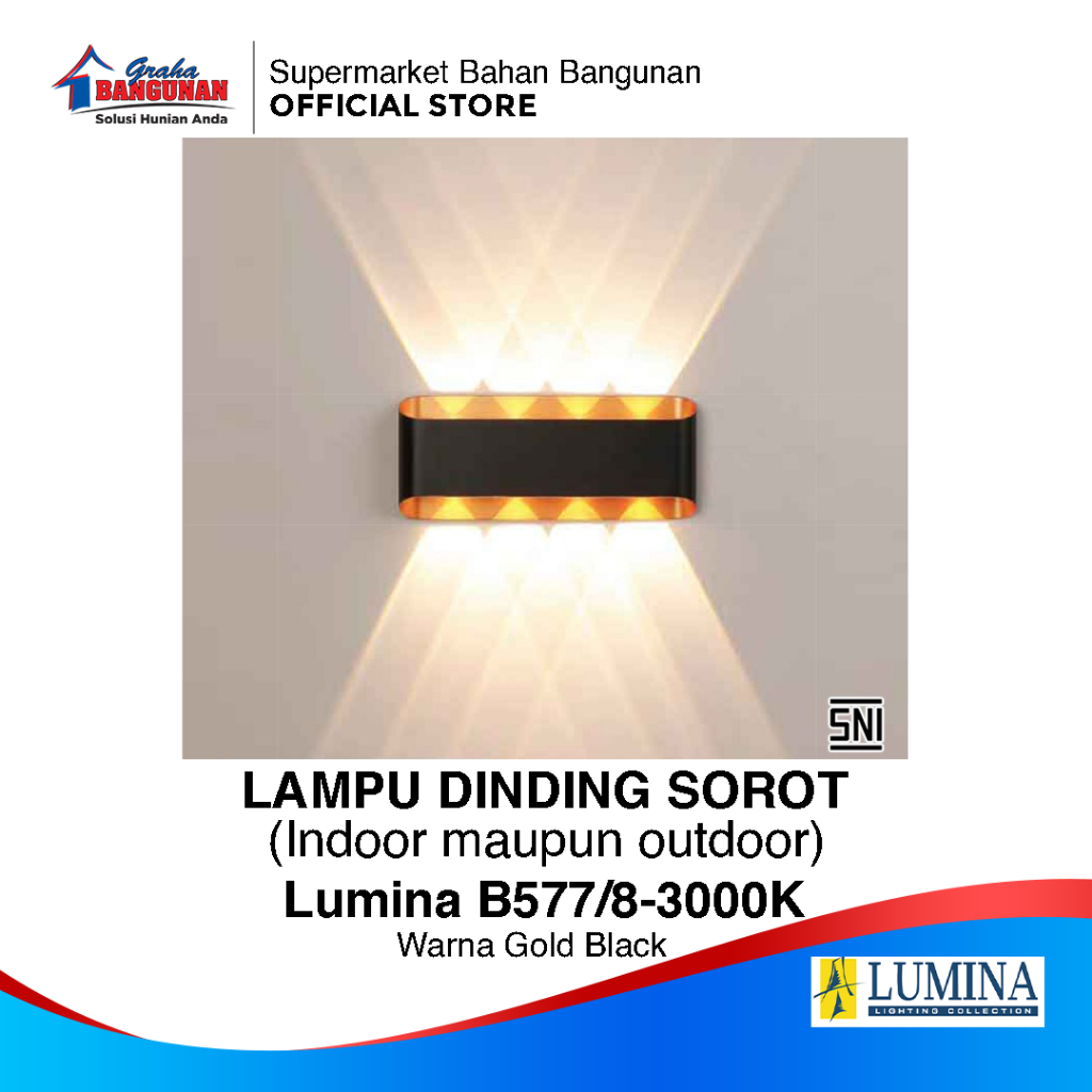LUMINA - Lampu Dinding B577/8-GB-3000K / Lampu Dinding
