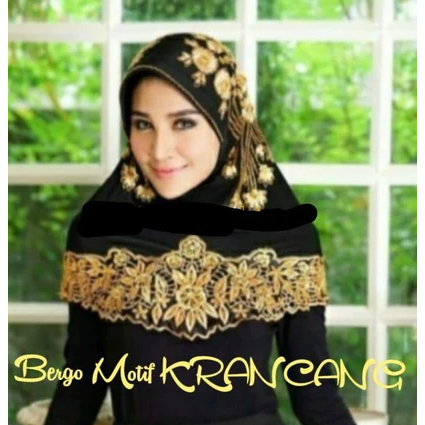 Bergo motif KRancang Padang(Jilbab Instant KRancang+Payet.(Real))