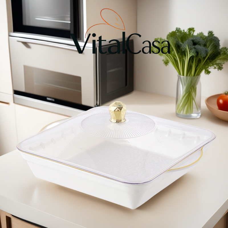 Produk Terbaru---Aesthetic / Nampan Saji Dengan Tutup/Piring persegi putih (dengan tutup)