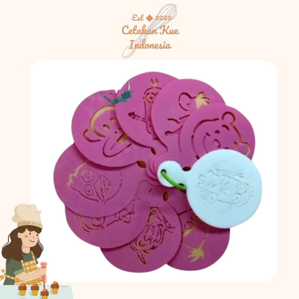 

{CKI} Hiasan Kue / Cake Stencil Cartoon Set