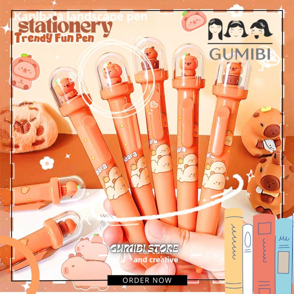 

PULPEN MEKANIK CETEK CAPYBARA BOLA KACA GEL PEN PENA LUCU PREMIUM IMUT TERMURAH MOTIF CAPYBARA GUMIBI STORE