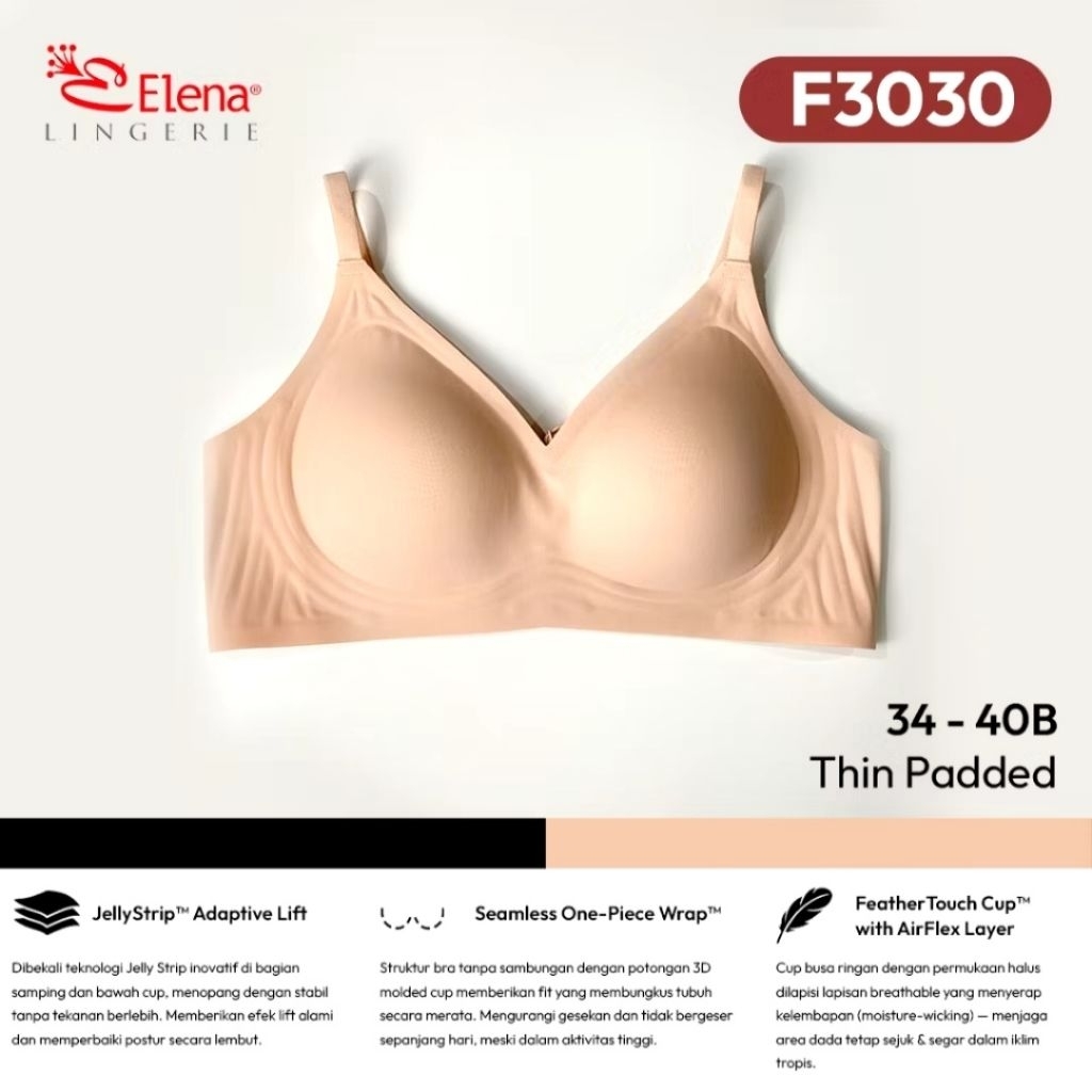 Elena Seamless Onepiece Bra Robot F30 - M - XXL - Bra BH Cup B Medium Busa Tipis Tanpa Kawat Kait 3 